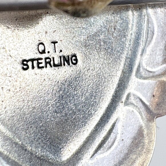 VTG Sterling Silver 925 Turquoise Bear Paw Heart Earrings Size 1" Length - Picture 9 of 11